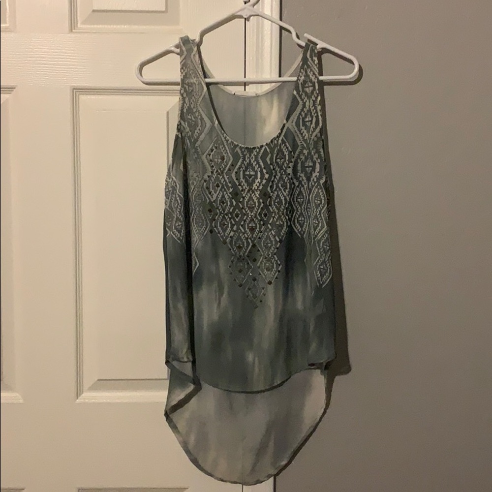 Grey and white flowy tank